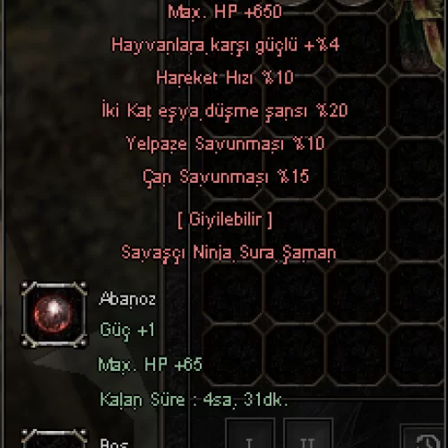  20 ESYA DUSURME - 10 HAREKET HIZI - +7 ABANOZ KUPE